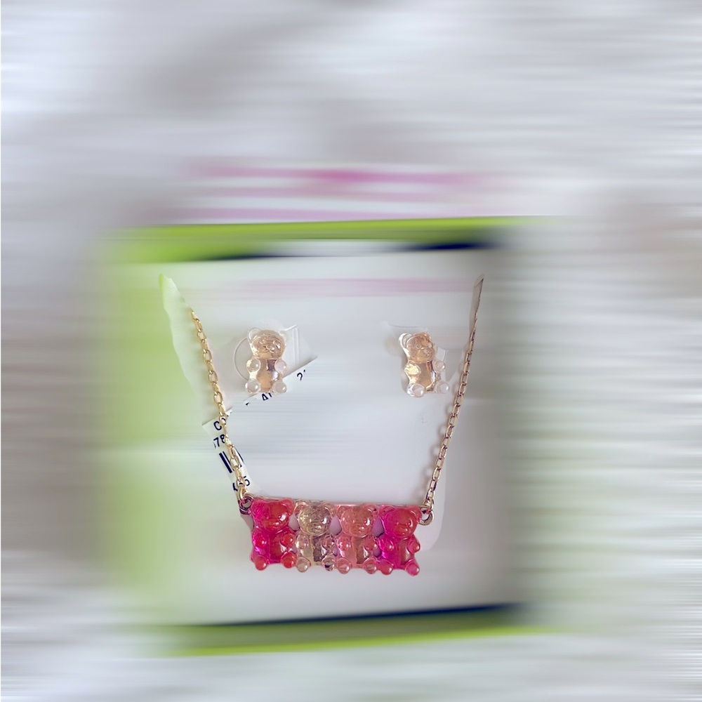 Betsey Johnson gummy bear necklace and earrings set